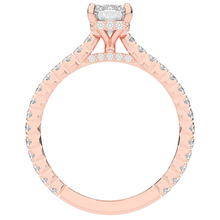 2.10CT.TW EMERALD CUT LAB DIAMOND UNDERHALO SOLITAIRE ENGAGEMENT RING - Nazarelle