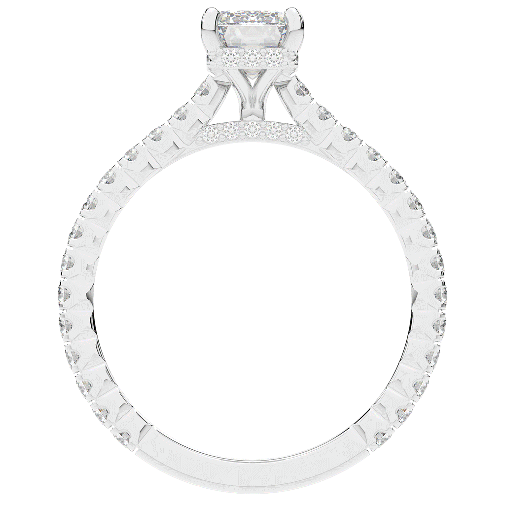 2.10CT.TW EMERALD CUT LAB DIAMOND UNDERHALO SOLITAIRE ENGAGEMENT RING - Nazarelle