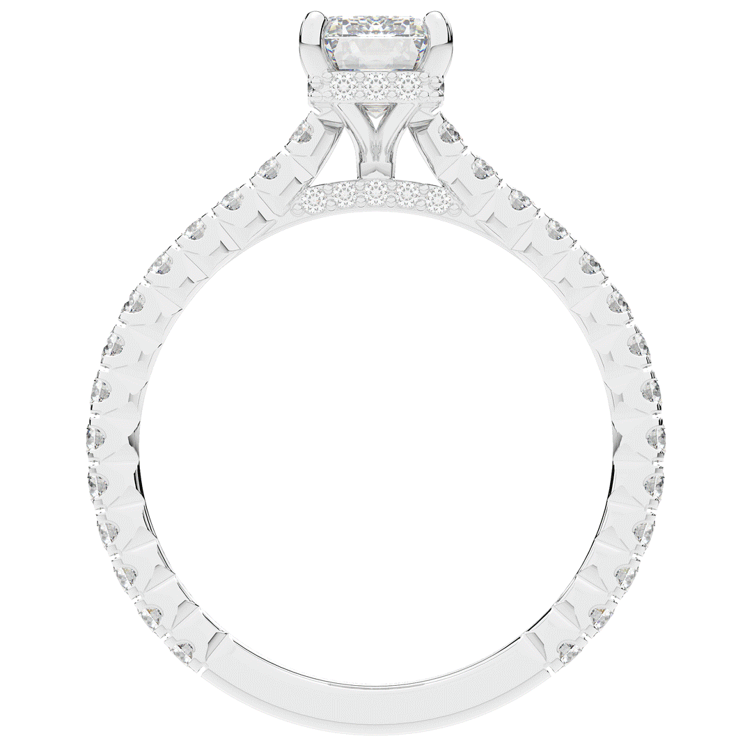2.10CT.TW EMERALD CUT LAB DIAMOND UNDERHALO SOLITAIRE ENGAGEMENT RING - Nazarelle