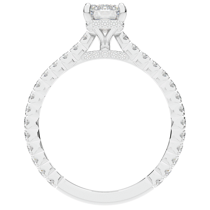 2.10CT.TW EMERALD CUT LAB DIAMOND UNDERHALO SOLITAIRE ENGAGEMENT RING - Nazarelle