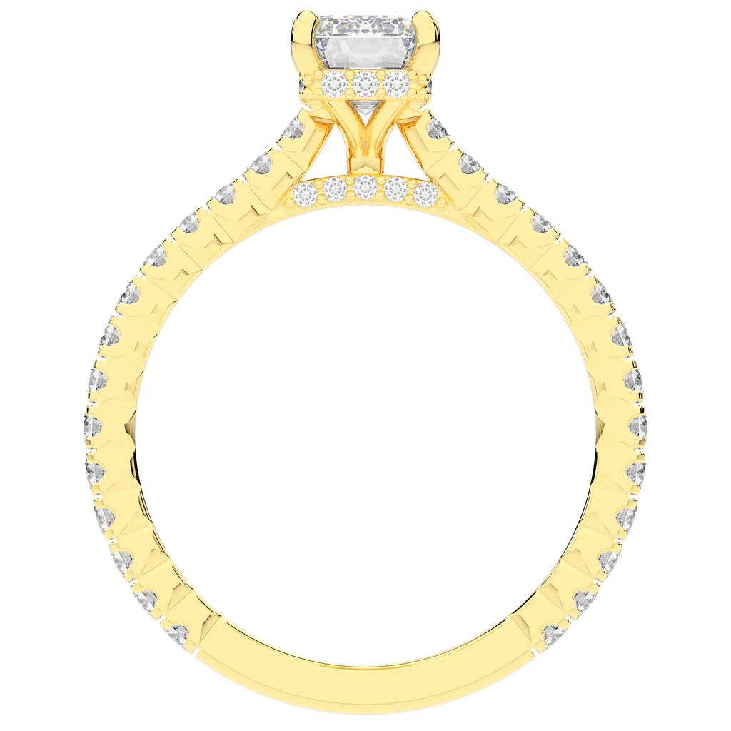 2.10CT.TW EMERALD CUT LAB DIAMOND UNDERHALO SOLITAIRE ENGAGEMENT RING - Nazarelle