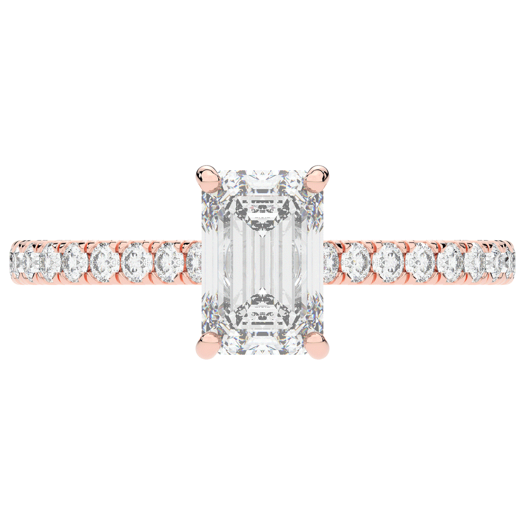 2.10CT.TW EMERALD CUT LAB DIAMOND UNDERHALO SOLITAIRE ENGAGEMENT RING - Nazarelle