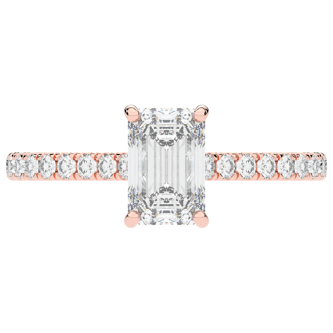 2.10CT.TW EMERALD CUT LAB DIAMOND UNDERHALO SOLITAIRE ENGAGEMENT RING - Nazarelle