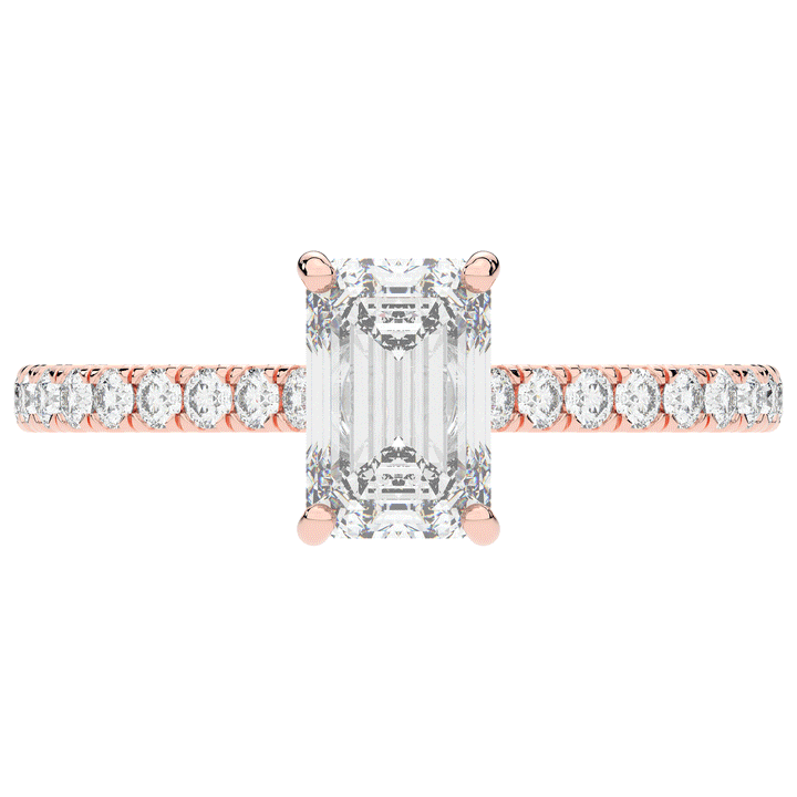 2.10CT.TW EMERALD CUT LAB DIAMOND UNDERHALO SOLITAIRE ENGAGEMENT RING - Nazarelle