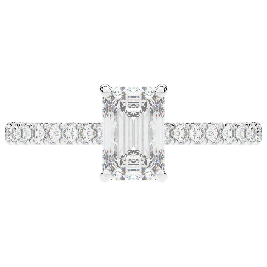 2.10CT.TW EMERALD CUT LAB DIAMOND UNDERHALO SOLITAIRE ENGAGEMENT RING - Nazarelle