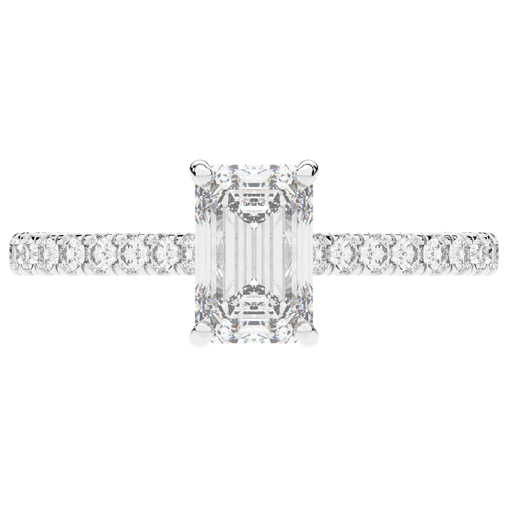2.10CT.TW EMERALD CUT LAB DIAMOND UNDERHALO SOLITAIRE ENGAGEMENT RING - Nazarelle