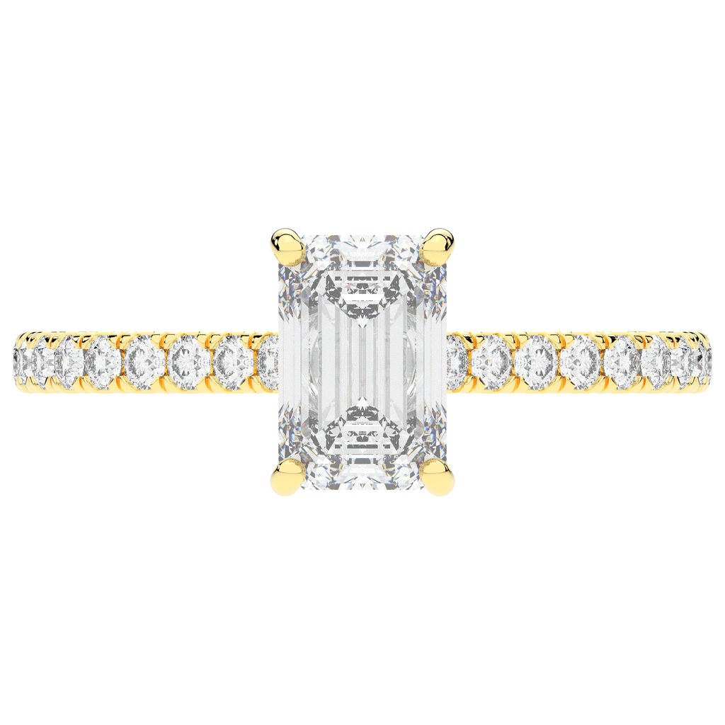 2.10CT.TW EMERALD CUT LAB DIAMOND UNDERHALO SOLITAIRE ENGAGEMENT RING - Nazarelle