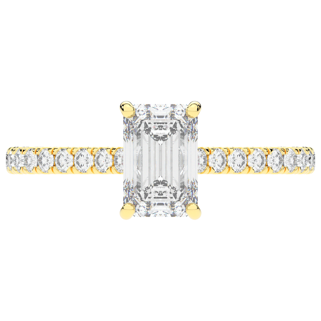 2.10CT.TW EMERALD CUT LAB DIAMOND UNDERHALO SOLITAIRE ENGAGEMENT RING - Nazarelle