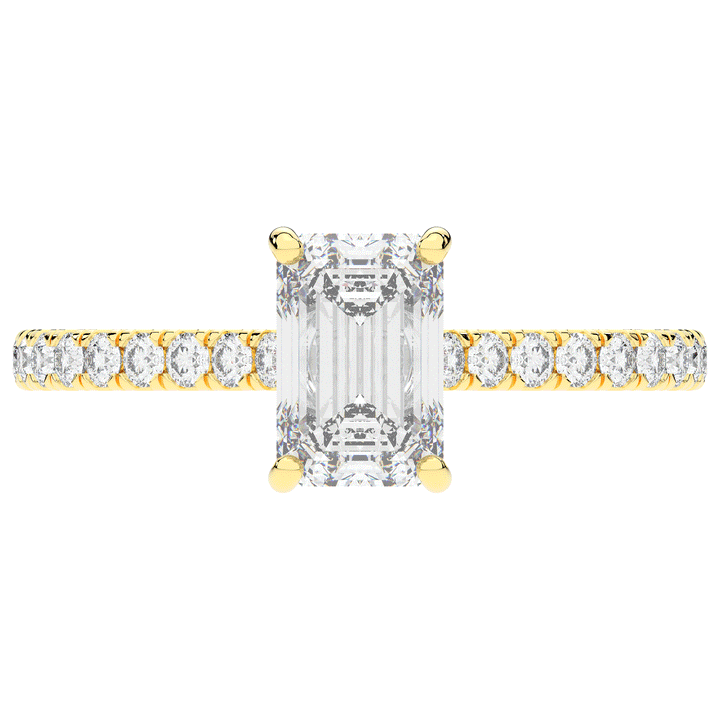 2.10CT.TW EMERALD CUT LAB DIAMOND UNDERHALO SOLITAIRE ENGAGEMENT RING - Nazarelle