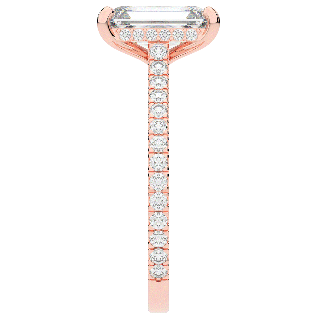 3.50CT.TW EMERALD CUT LAB DIAMOND UNDERHALO SOLITAIRE TWO TONE ENGAGEMENT RING - Nazarelle