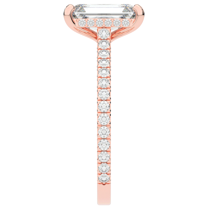 3.50CT.TW EMERALD CUT LAB DIAMOND UNDERHALO SOLITAIRE TWO TONE ENGAGEMENT RING - Nazarelle