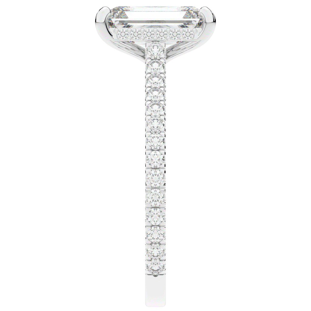 3.50CT.TW EMERALD CUT LAB DIAMOND UNDERHALO SOLITAIRE TWO TONE ENGAGEMENT RING - Nazarelle