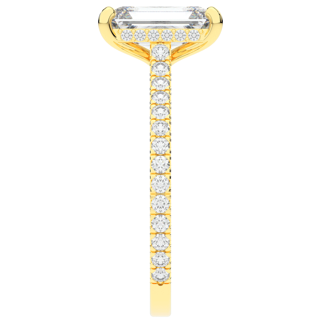 3.50CT.TW EMERALD CUT LAB DIAMOND UNDERHALO SOLITAIRE TWO TONE ENGAGEMENT RING - Nazarelle