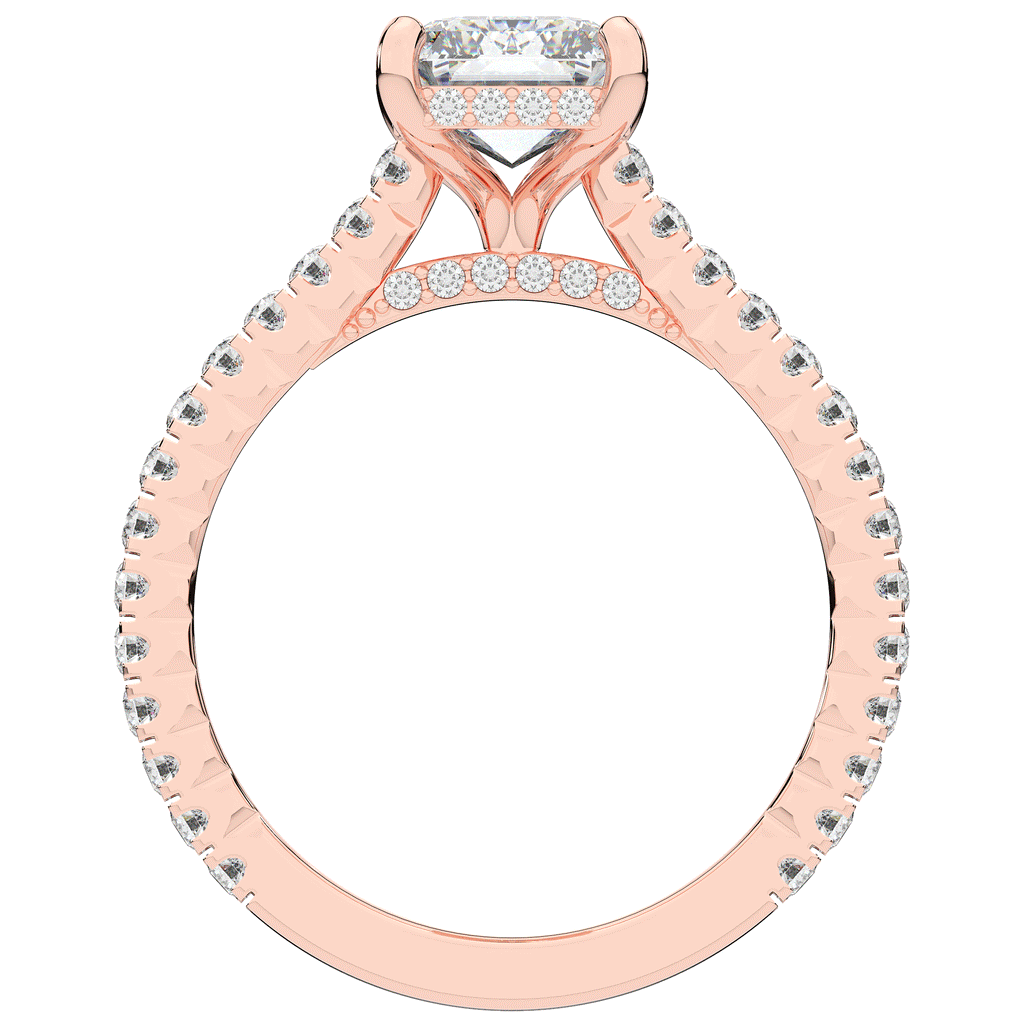 3.50CT.TW EMERALD CUT LAB DIAMOND UNDERHALO SOLITAIRE TWO TONE ENGAGEMENT RING - Nazarelle