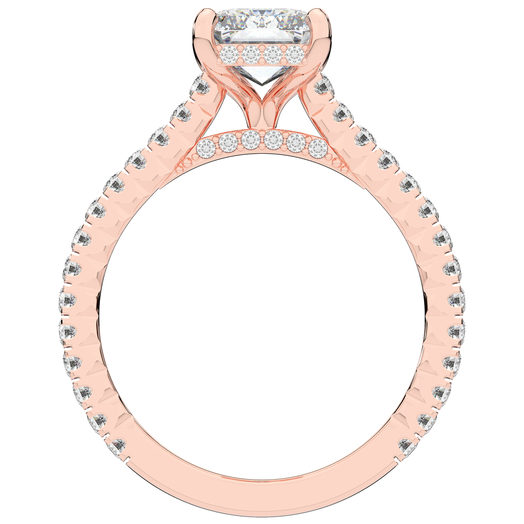 3.50CT.TW EMERALD CUT LAB DIAMOND UNDERHALO SOLITAIRE TWO TONE ENGAGEMENT RING - Nazarelle