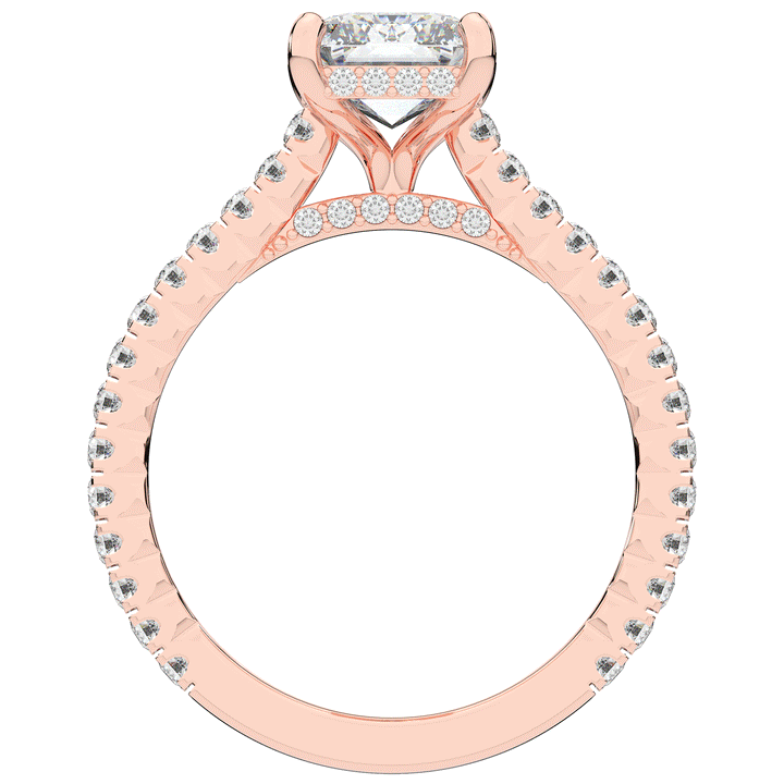 3.50CT.TW EMERALD CUT LAB DIAMOND UNDERHALO SOLITAIRE TWO TONE ENGAGEMENT RING - Nazarelle