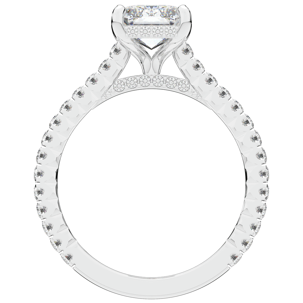 3.50CT.TW EMERALD CUT LAB DIAMOND UNDERHALO SOLITAIRE TWO TONE ENGAGEMENT RING - Nazarelle