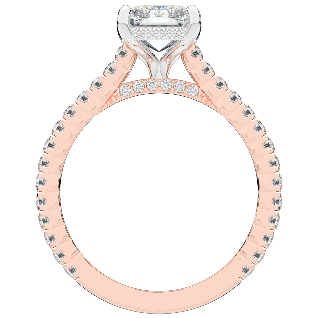 3.50CT.TW EMERALD CUT LAB DIAMOND UNDERHALO SOLITAIRE TWO TONE ENGAGEMENT RING - Nazarelle