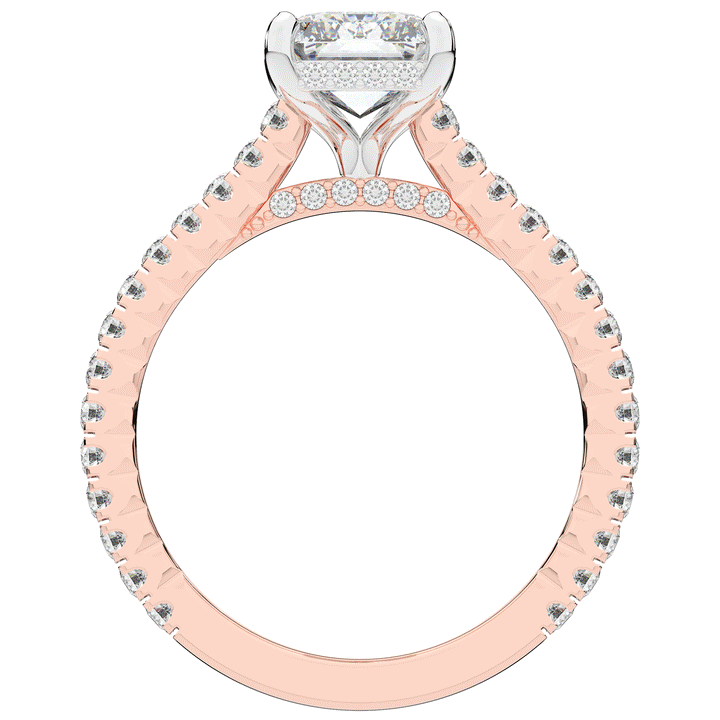 3.50CT.TW EMERALD CUT LAB DIAMOND UNDERHALO SOLITAIRE TWO TONE ENGAGEMENT RING - Nazarelle