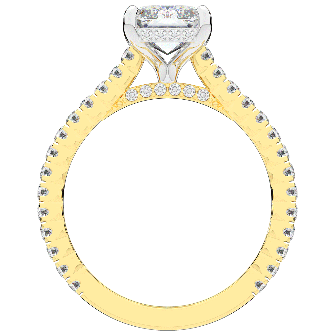 3.50CT.TW EMERALD CUT LAB DIAMOND UNDERHALO SOLITAIRE TWO TONE ENGAGEMENT RING - Nazarelle