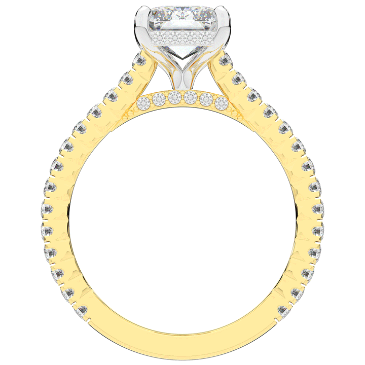 3.50CT.TW EMERALD CUT LAB DIAMOND UNDERHALO SOLITAIRE TWO TONE ENGAGEMENT RING - Nazarelle