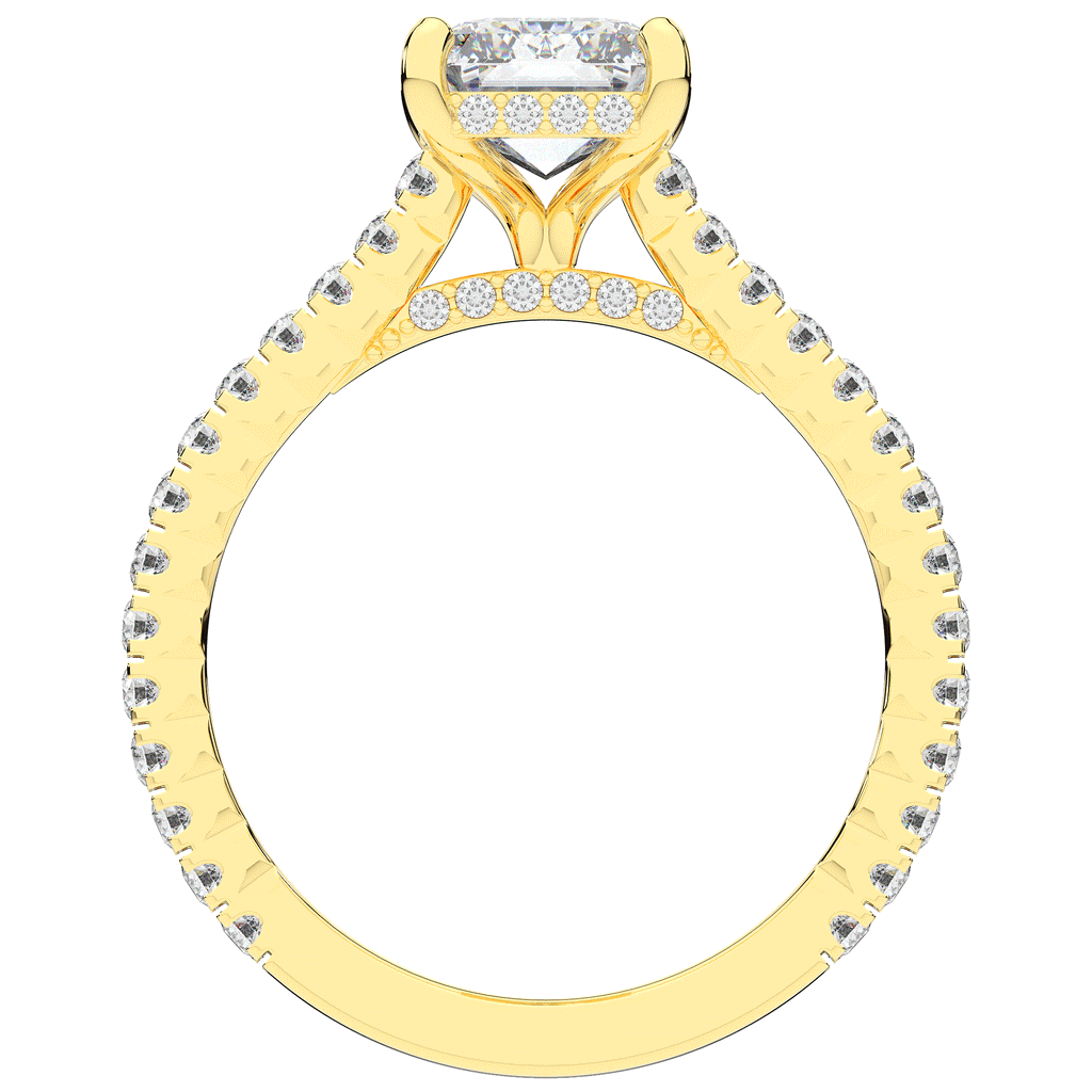 3.50CT.TW EMERALD CUT LAB DIAMOND UNDERHALO SOLITAIRE TWO TONE ENGAGEMENT RING - Nazarelle