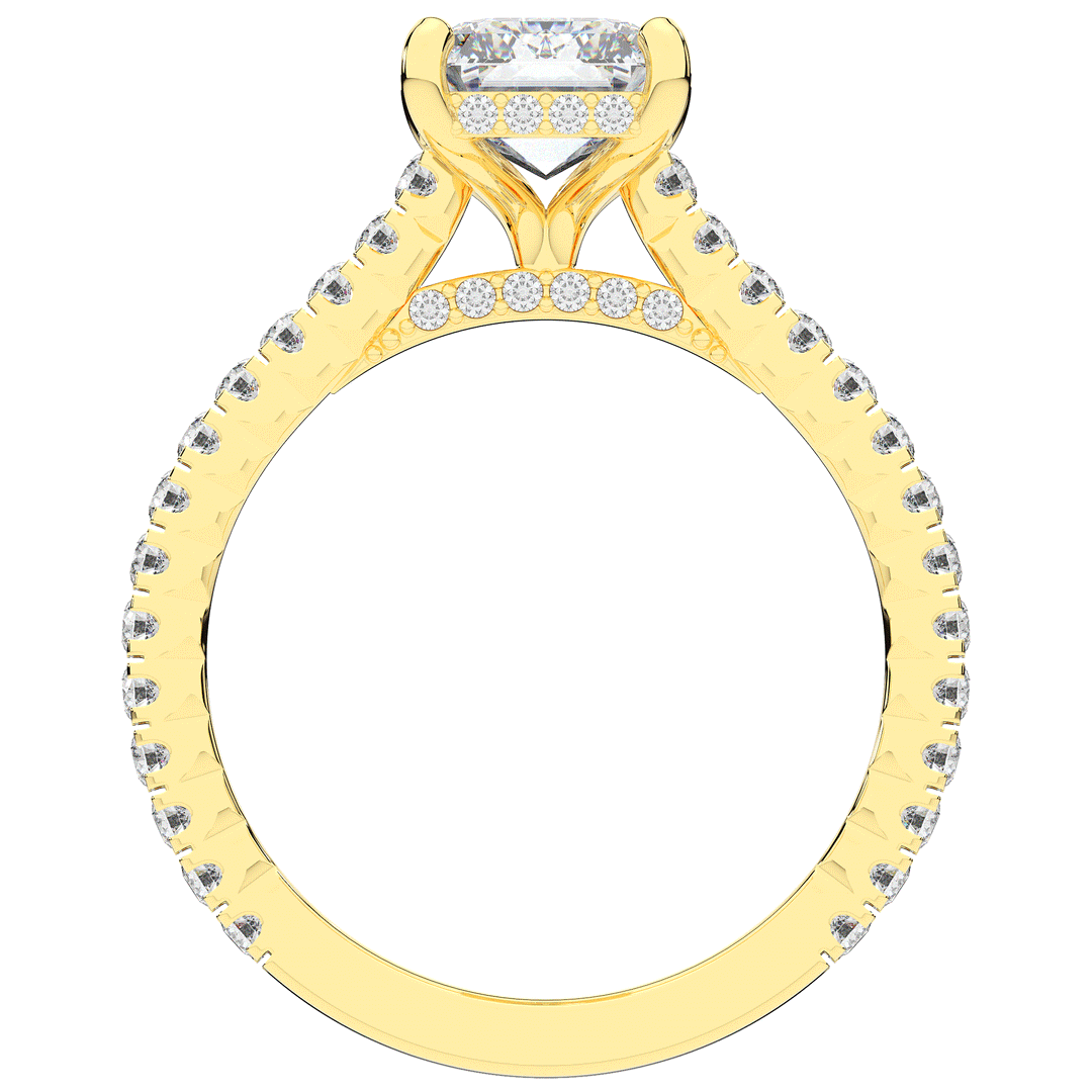 3.50CT.TW EMERALD CUT LAB DIAMOND UNDERHALO SOLITAIRE TWO TONE ENGAGEMENT RING - Nazarelle