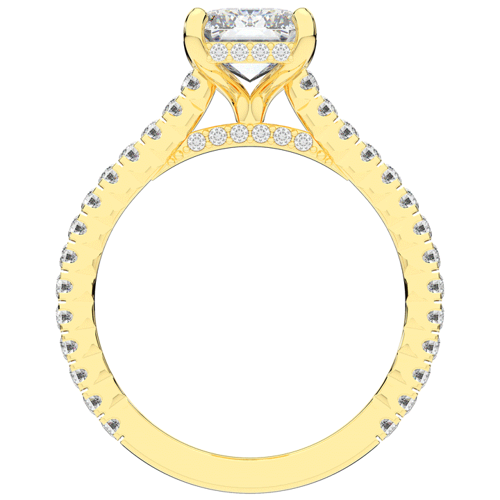 3.50CT.TW EMERALD CUT LAB DIAMOND UNDERHALO SOLITAIRE TWO TONE ENGAGEMENT RING - Nazarelle