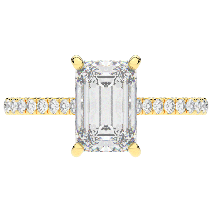 3.50CT.TW EMERALD CUT LAB DIAMOND UNDERHALO SOLITAIRE TWO TONE ENGAGEMENT RING - Nazarelle