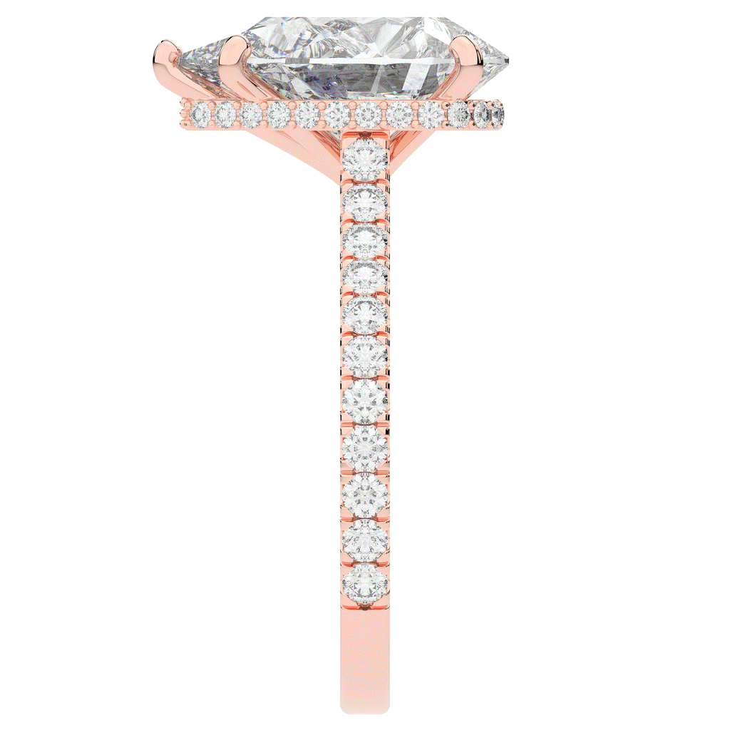 4.60CT.TW PEAR LAB DIAMOND UNDERHALO SOLITAIRE ENGAGEMENT RING - Nazarelle
