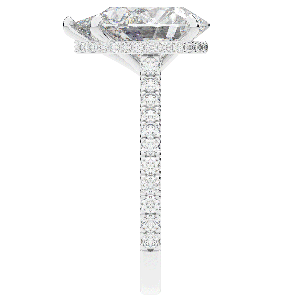 4.60CT.TW PEAR LAB DIAMOND UNDERHALO SOLITAIRE ENGAGEMENT RING - Nazarelle
