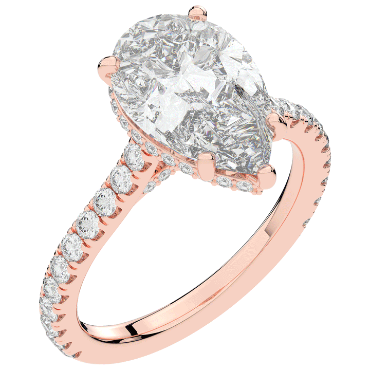 4.60CT.TW PEAR LAB DIAMOND UNDERHALO SOLITAIRE ENGAGEMENT RING - Nazarelle