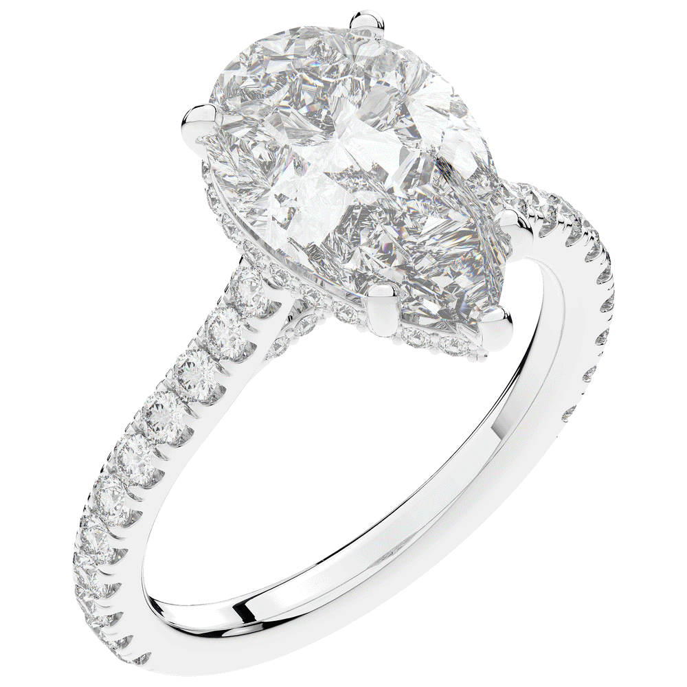 4.60CT.TW PEAR LAB DIAMOND UNDERHALO SOLITAIRE ENGAGEMENT RING - Nazarelle