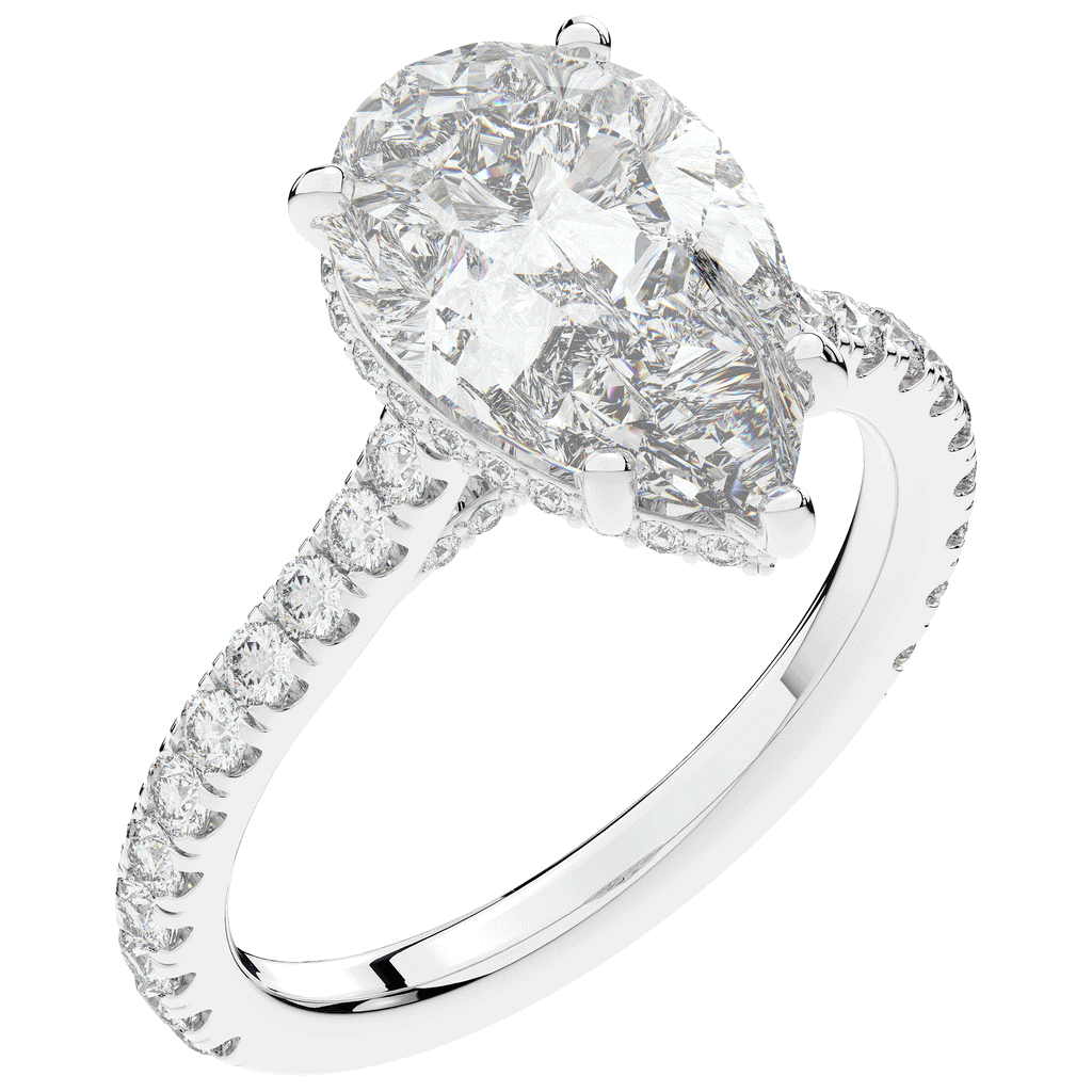 4.60CT.TW PEAR LAB DIAMOND UNDERHALO SOLITAIRE ENGAGEMENT RING - Nazarelle