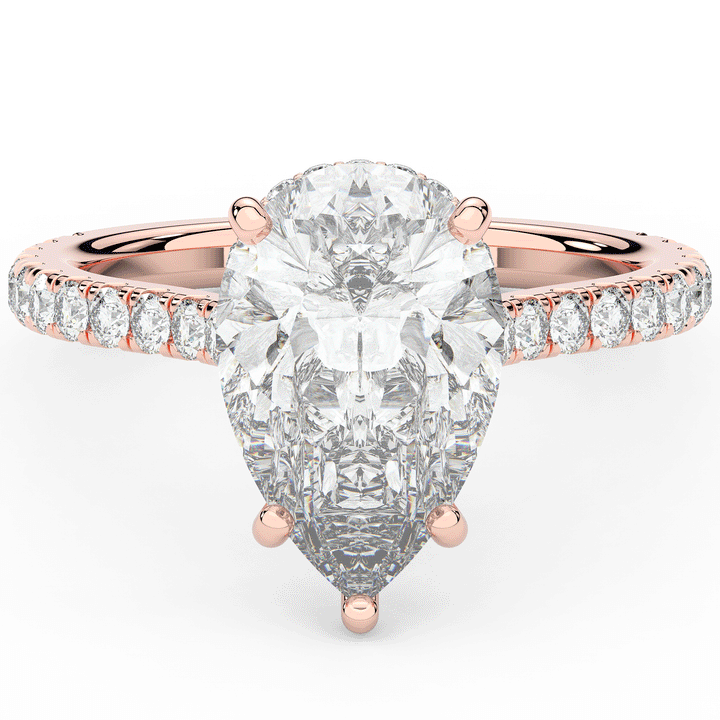 4.60CT.TW PEAR LAB DIAMOND UNDERHALO SOLITAIRE ENGAGEMENT RING - Nazarelle