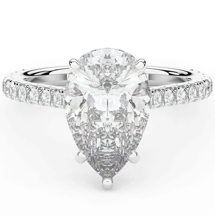 4.60CT.TW PEAR LAB DIAMOND UNDERHALO SOLITAIRE ENGAGEMENT RING - Nazarelle