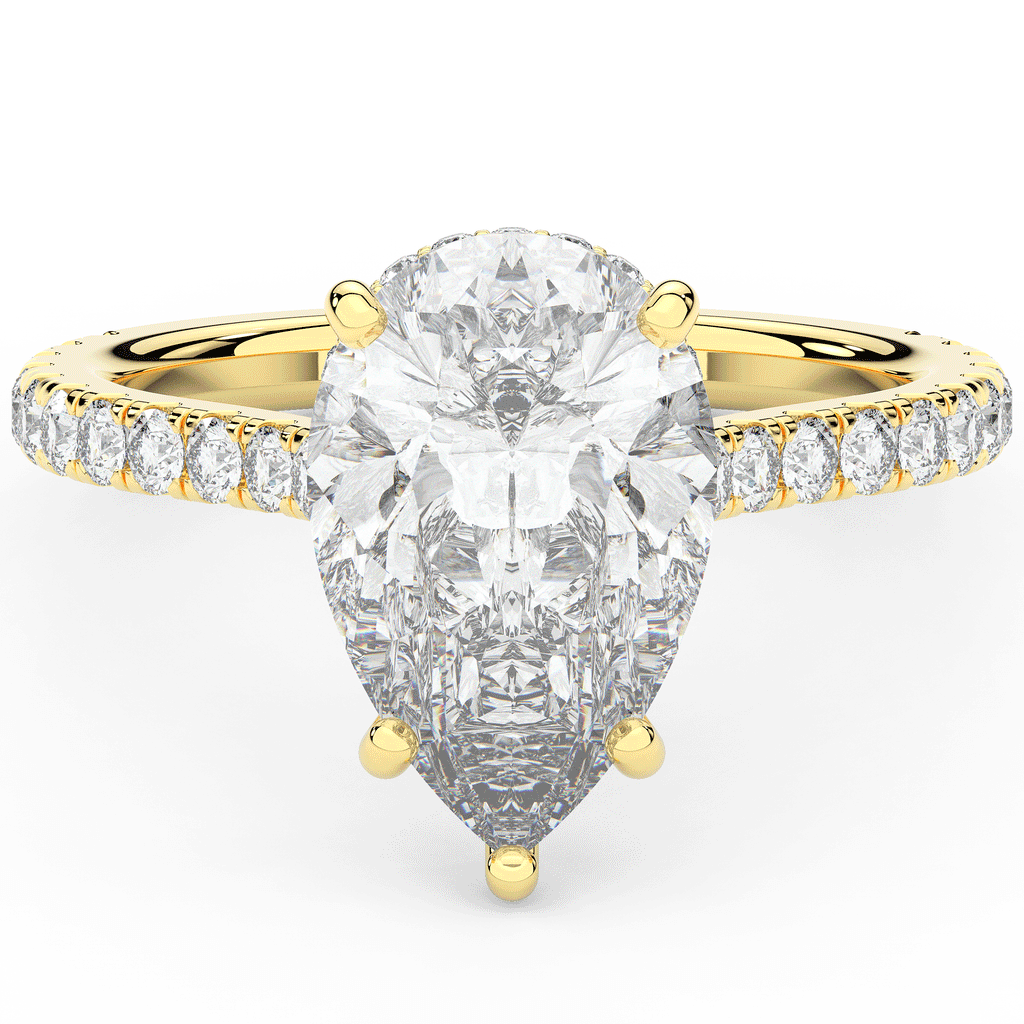 4.60CT.TW PEAR LAB DIAMOND UNDERHALO SOLITAIRE ENGAGEMENT RING - Nazarelle