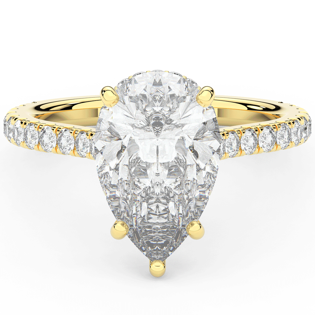 4.60CT.TW PEAR LAB DIAMOND UNDERHALO SOLITAIRE ENGAGEMENT RING - Nazarelle