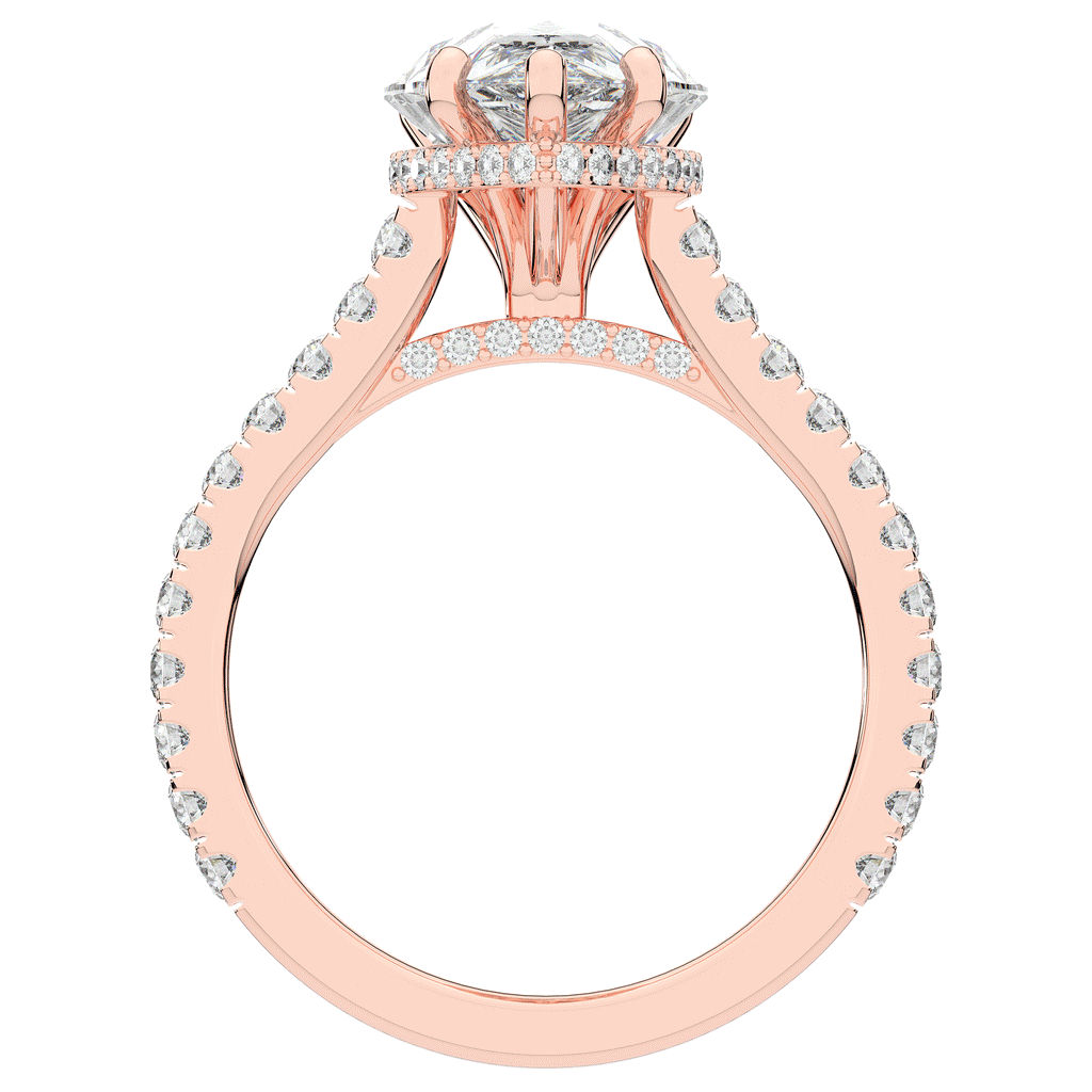 4.60CT.TW PEAR LAB DIAMOND UNDERHALO SOLITAIRE ENGAGEMENT RING - Nazarelle
