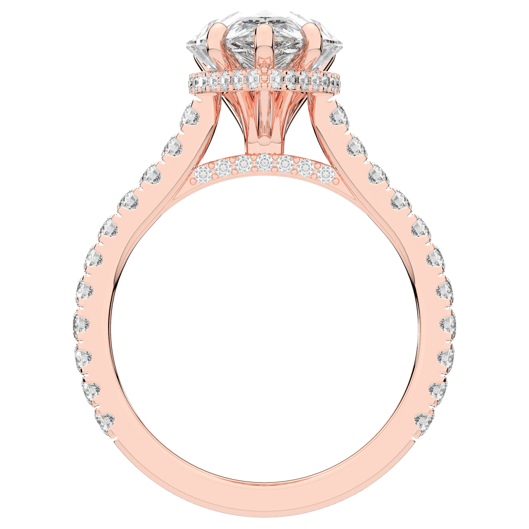 4.60CT.TW PEAR LAB DIAMOND UNDERHALO SOLITAIRE ENGAGEMENT RING - Nazarelle