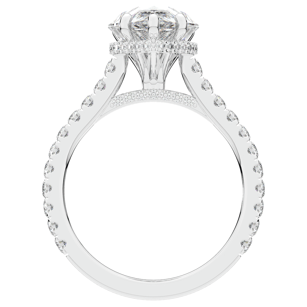 4.60CT.TW PEAR LAB DIAMOND UNDERHALO SOLITAIRE ENGAGEMENT RING - Nazarelle