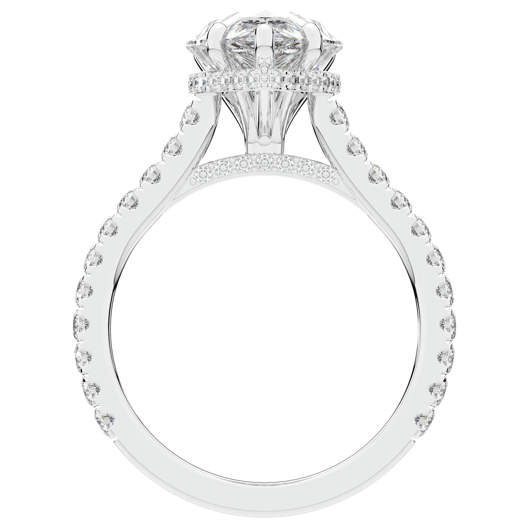 4.60CT.TW PEAR LAB DIAMOND UNDERHALO SOLITAIRE ENGAGEMENT RING - Nazarelle