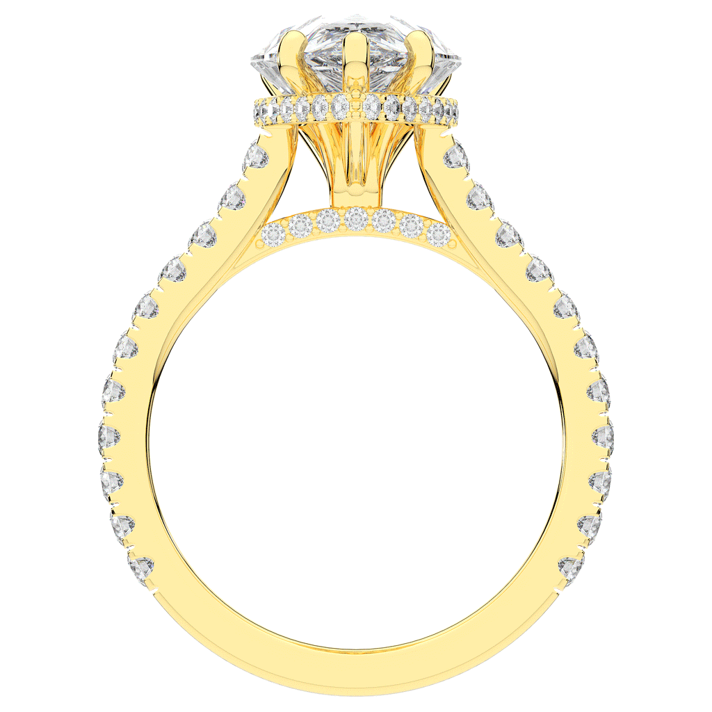4.60CT.TW PEAR LAB DIAMOND UNDERHALO SOLITAIRE ENGAGEMENT RING - Nazarelle