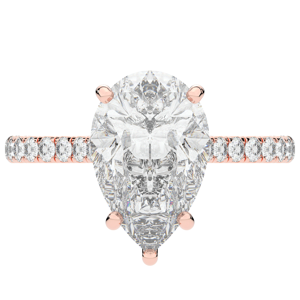 4.60CT.TW PEAR LAB DIAMOND UNDERHALO SOLITAIRE ENGAGEMENT RING - Nazarelle