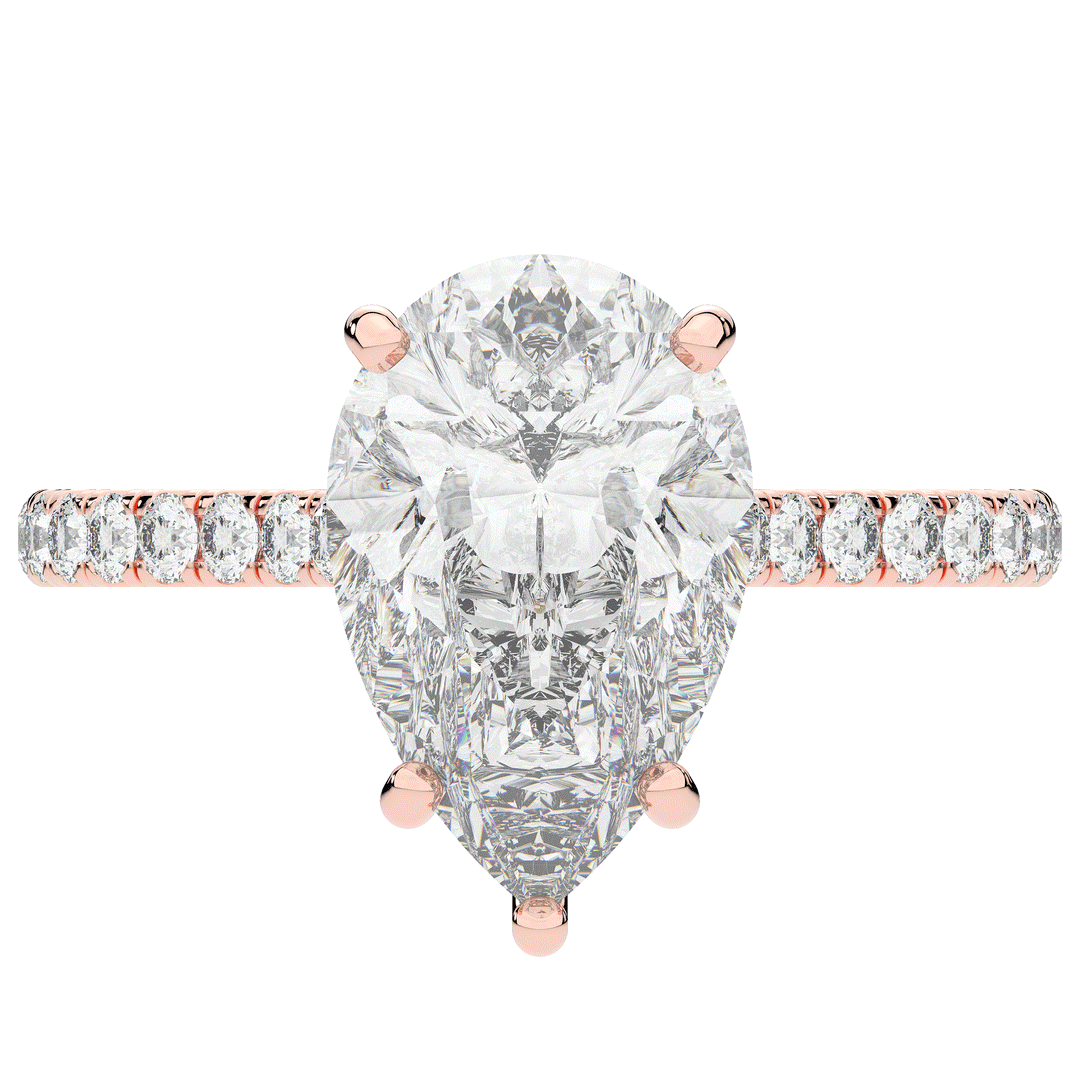 4.60CT.TW PEAR LAB DIAMOND UNDERHALO SOLITAIRE ENGAGEMENT RING - Nazarelle