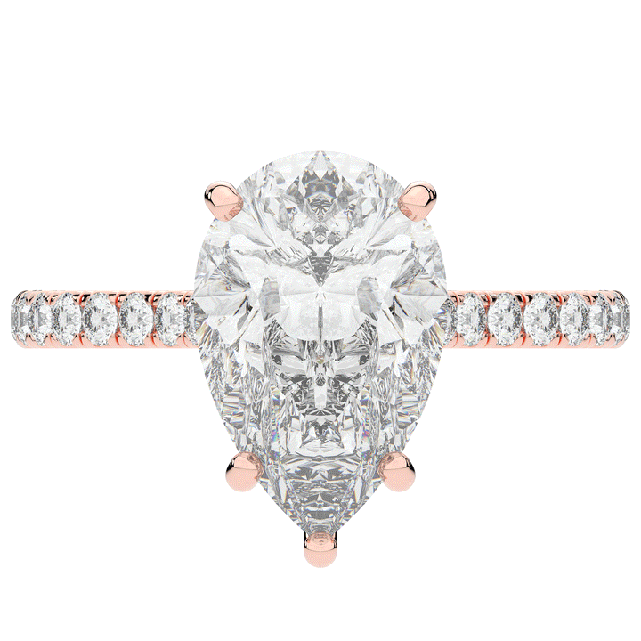 4.60CT.TW PEAR LAB DIAMOND UNDERHALO SOLITAIRE ENGAGEMENT RING - Nazarelle