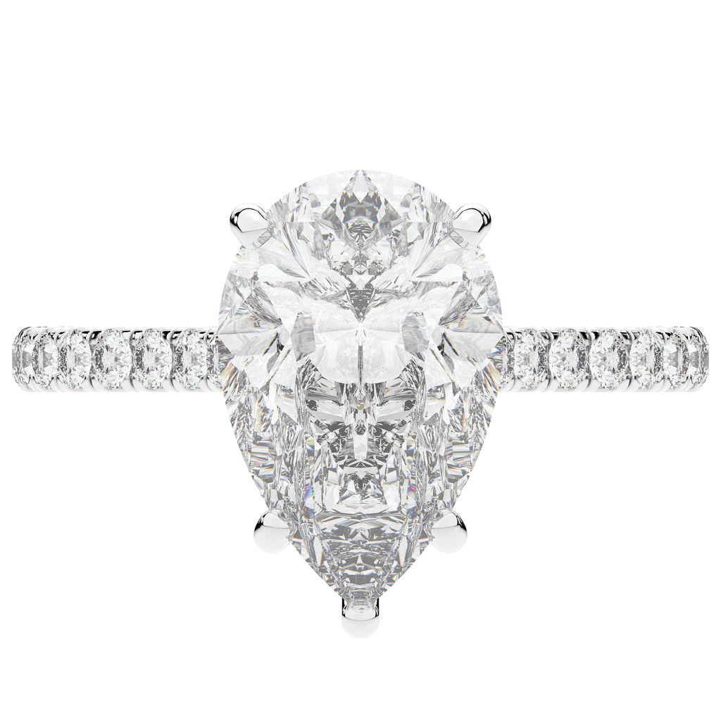 4.60CT.TW PEAR LAB DIAMOND UNDERHALO SOLITAIRE ENGAGEMENT RING - Nazarelle