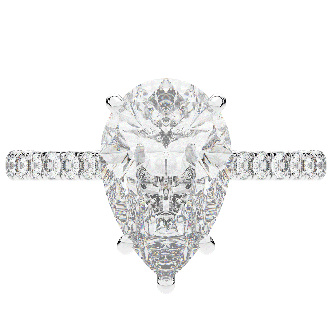 4.60CT.TW PEAR LAB DIAMOND UNDERHALO SOLITAIRE ENGAGEMENT RING - Nazarelle