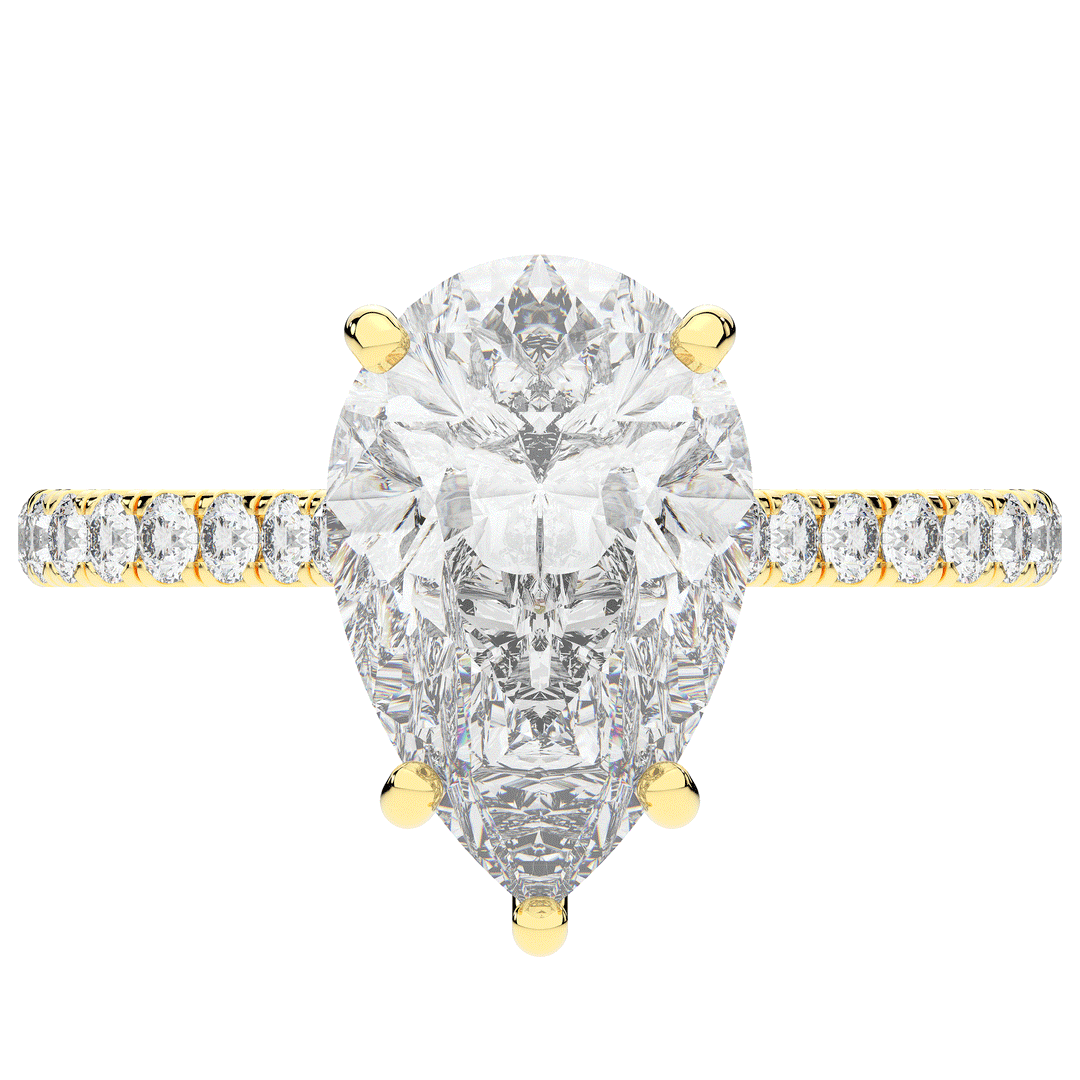 4.60CT.TW PEAR LAB DIAMOND UNDERHALO SOLITAIRE ENGAGEMENT RING - Nazarelle