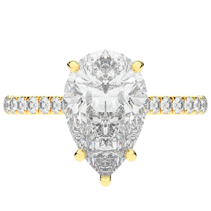 4.60CT.TW PEAR LAB DIAMOND UNDERHALO SOLITAIRE ENGAGEMENT RING - Nazarelle